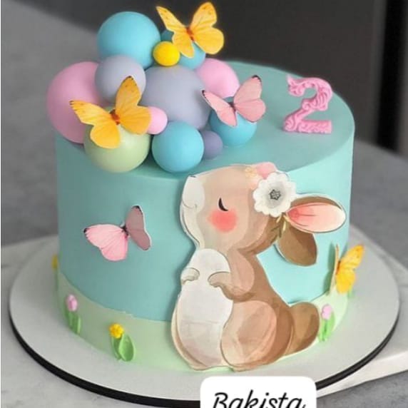 2nd Birthday 2 Tier Bunny Cake | Bunny birthday cake, Party cakes, Bunny  cake