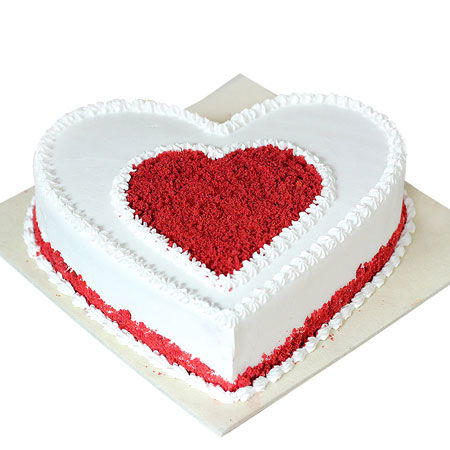 Buy Red White Heart Birthday Cake Delivery Kanpur Gifts