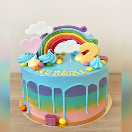 Rainbow Sprinkles Rosette Drip Cake - Chocomans